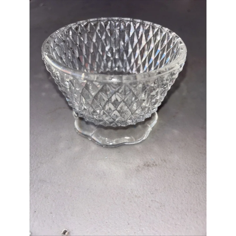 Vtg. Clear Indiana Glass Diamond Pattern Fairy Lamp BOTTOM ONLY